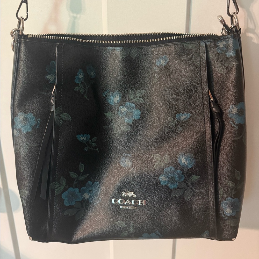 COACH Marlon Shoulder/Crossbody with Blue Floral Print